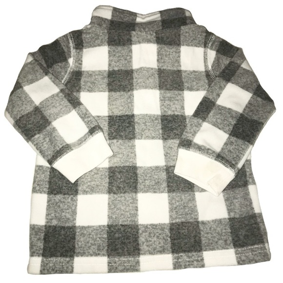 White & Gray Checked Fleece Pullover 18M | 39E - Picture 3 of 5